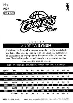 2013-14 Hoops #252 Andrew Bynum Back