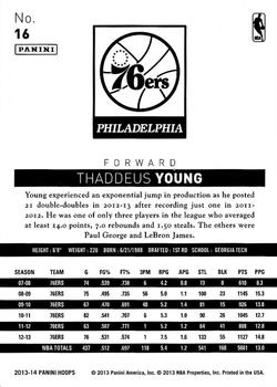 2013-14 Hoops #16 Thaddeus Young Back