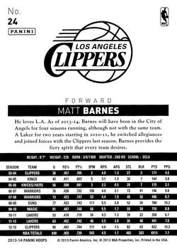 2013-14 Hoops #24 Matt Barnes Back