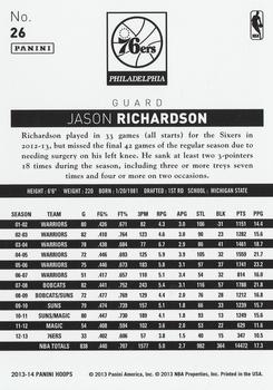2013-14 Hoops #26 Jason Richardson Back