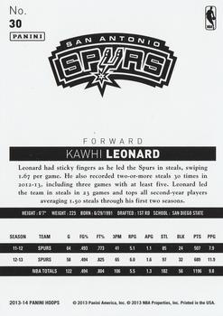 2013-14 Hoops #30 Kawhi Leonard Back