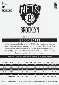 2013-14 Hoops #31 Brook Lopez Back