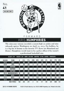2013-14 Hoops #41 Kris Humphries Back