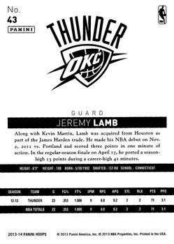 2013-14 Hoops #43 Jeremy Lamb Back
