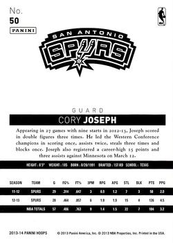 2013-14 Hoops #50 Cory Joseph Back