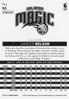 2013-14 Hoops #53 Jameer Nelson Back