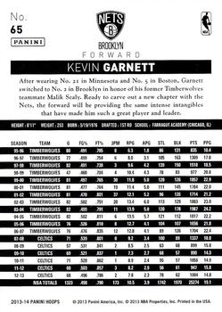 2013-14 Hoops #65 Kevin Garnett Back