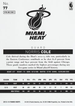 2013-14 Hoops #77 Norris Cole Back
