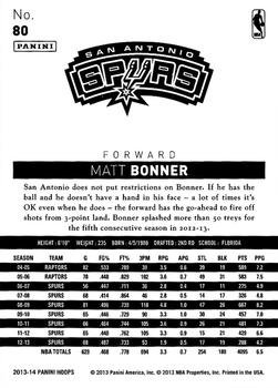 2013-14 Hoops #80 Matt Bonner Back