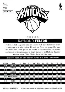 2013-14 Hoops #98 Raymond Felton Back