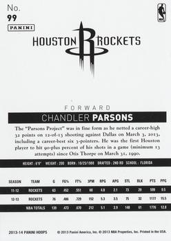 2013-14 Hoops #99 Chandler Parsons Back