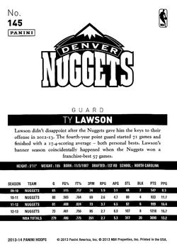 2013-14 Hoops #145 Ty Lawson Back