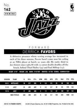2013-14 Hoops #162 Derrick Favors Back