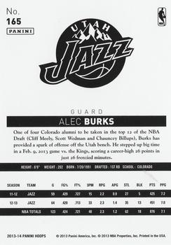 2013-14 Hoops #165 Alec Burks Back