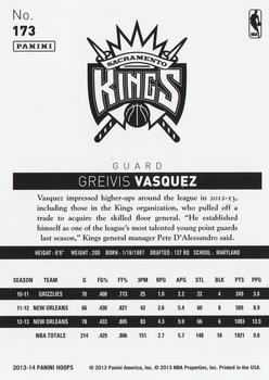 2013-14 Hoops #173 Greivis Vasquez Back