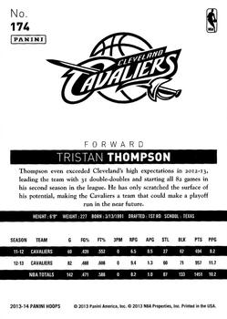 2013-14 Hoops #174 Tristan Thompson Back