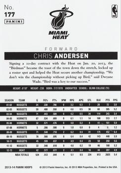 2013-14 Hoops #177 Chris Andersen Back