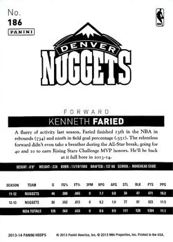 2013-14 Hoops #186 Kenneth Faried Back