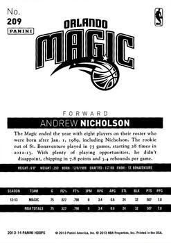 2013-14 Hoops #209 Andrew Nicholson Back
