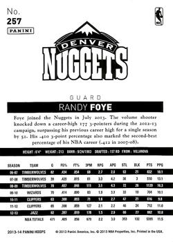 2013-14 Hoops #257 Randy Foye Back