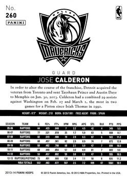 2013-14 Hoops #260 Jose Calderon Back
