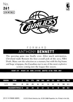2013-14 Hoops #261 Anthony Bennett Back
