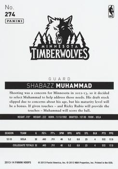 2013-14 Hoops #274 Shabazz Muhammad Back