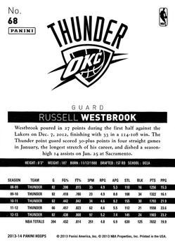 2013-14 Hoops #68 Russell Westbrook Back