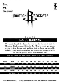 2013-14 Hoops #94 James Harden Back