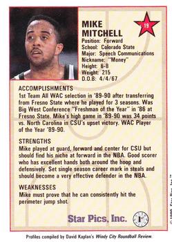 1990 Star Pics #19 Mike Mitchell Back