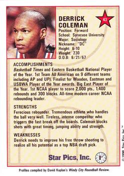 1990 Star Pics #43 Derrick Coleman Back