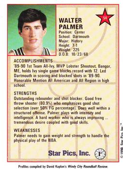 1990 Star Pics #54 Walter Palmer Back