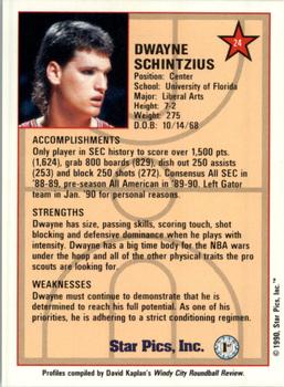 1990 Star Pics - Medallion #24 Dwayne Schintzius Back
