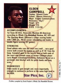 1990 Star Pics - Medallion #35 Elden Campbell Back