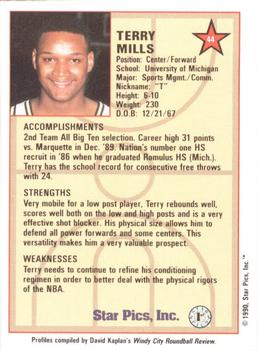 1990 Star Pics - Medallion #44 Terry Mills Back