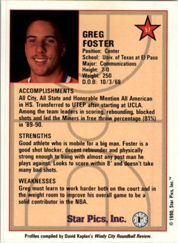 1990 Star Pics - Medallion #57 Greg Foster Back