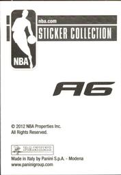 2012-13 Panini Stickers #A6 Brooklyn Nets Logo Back