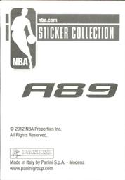 2012-13 Panini Stickers #A89 Kobe Bryant Back