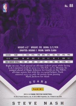 2013-14 Panini Prestige #88 Steve Nash Back