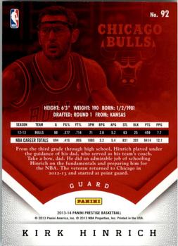 2013-14 Panini Prestige #92 Kirk Hinrich Back