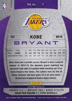 2013-14 Panini Totally Certified #1 Kobe Bryant Back