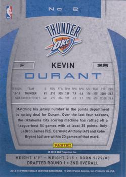 2013-14 Panini Totally Certified #2 Kevin Durant Back