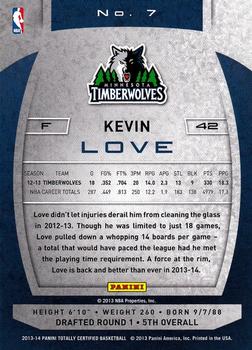 2013-14 Panini Totally Certified #7 Kevin Love Back