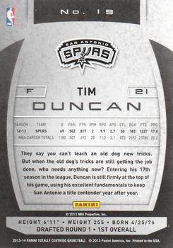 2013-14 Panini Totally Certified #19 Tim Duncan Back