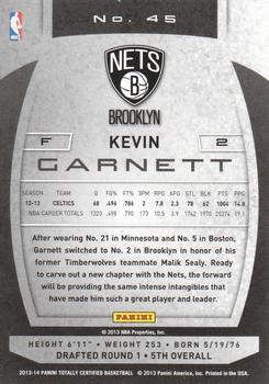2013-14 Panini Totally Certified #45 Kevin Garnett Back