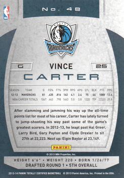 2013-14 Panini Totally Certified #48 Vince Carter Back