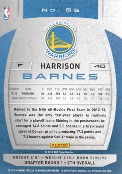 2013-14 Panini Totally Certified #55 Harrison Barnes Back