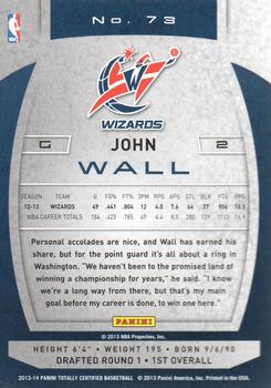 2013-14 Panini Totally Certified #73 John Wall Back