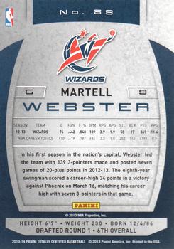2013-14 Panini Totally Certified #89 Martell Webster Back