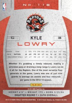 2013-14 Panini Totally Certified #119 Kyle Lowry Back